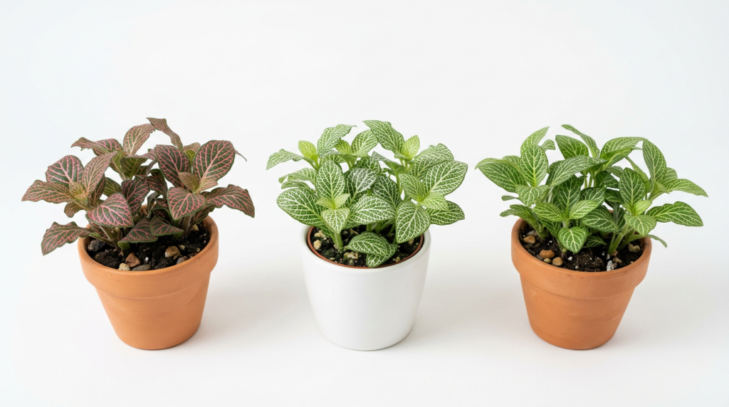 Fittonia mosaic plant with veined leaves